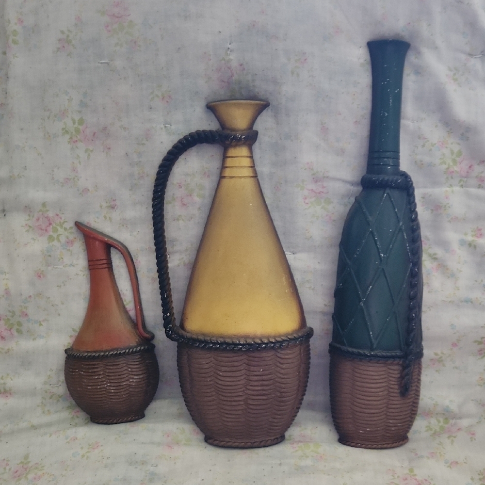 Elegant Brown and Gold Ceramic Vase Set